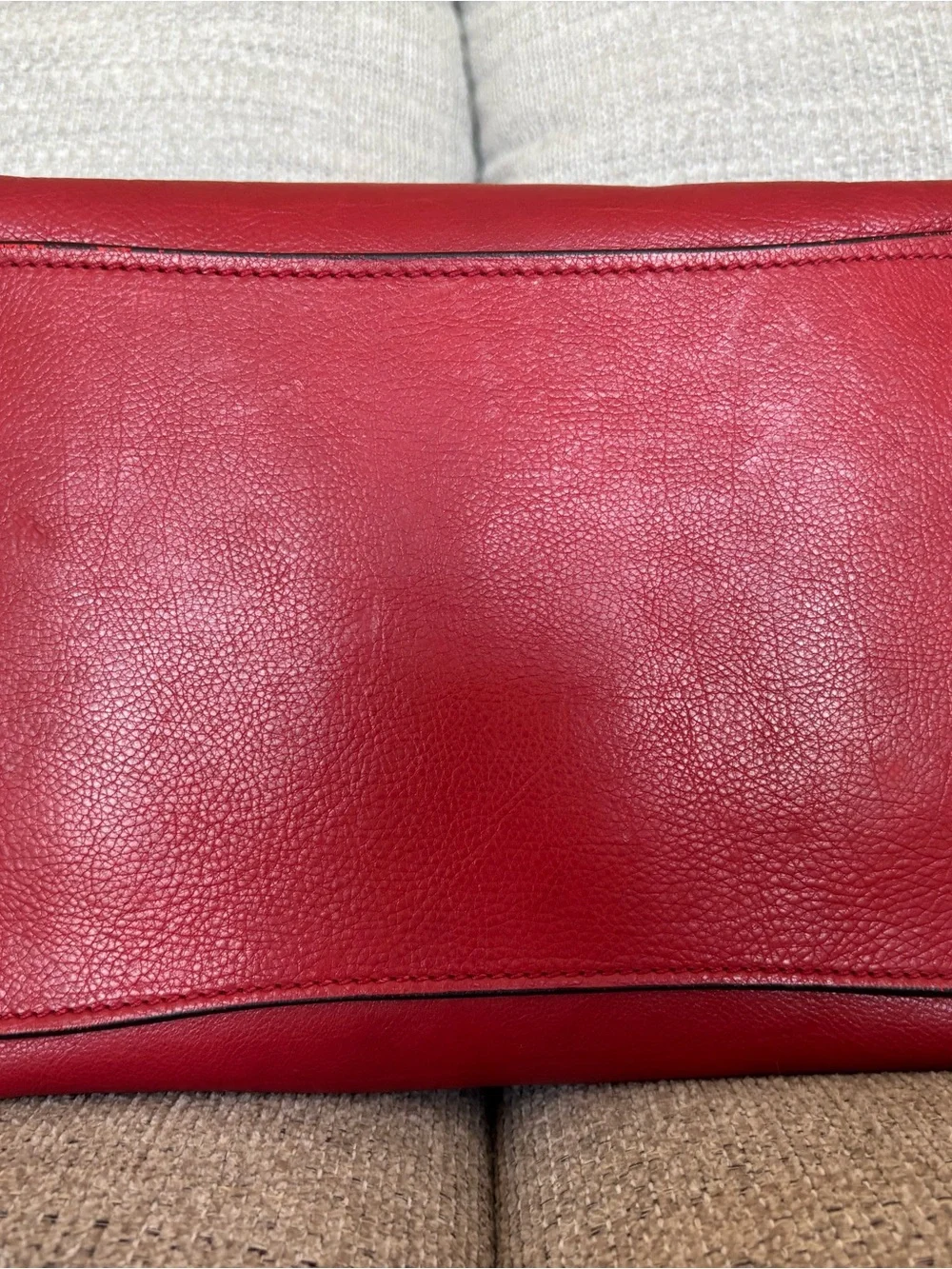 Prada Red Leather Structured Satchel with Double Handles